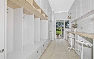 coat and bag rack custom cabinetry by Modern Kitchens Northside Brisbane