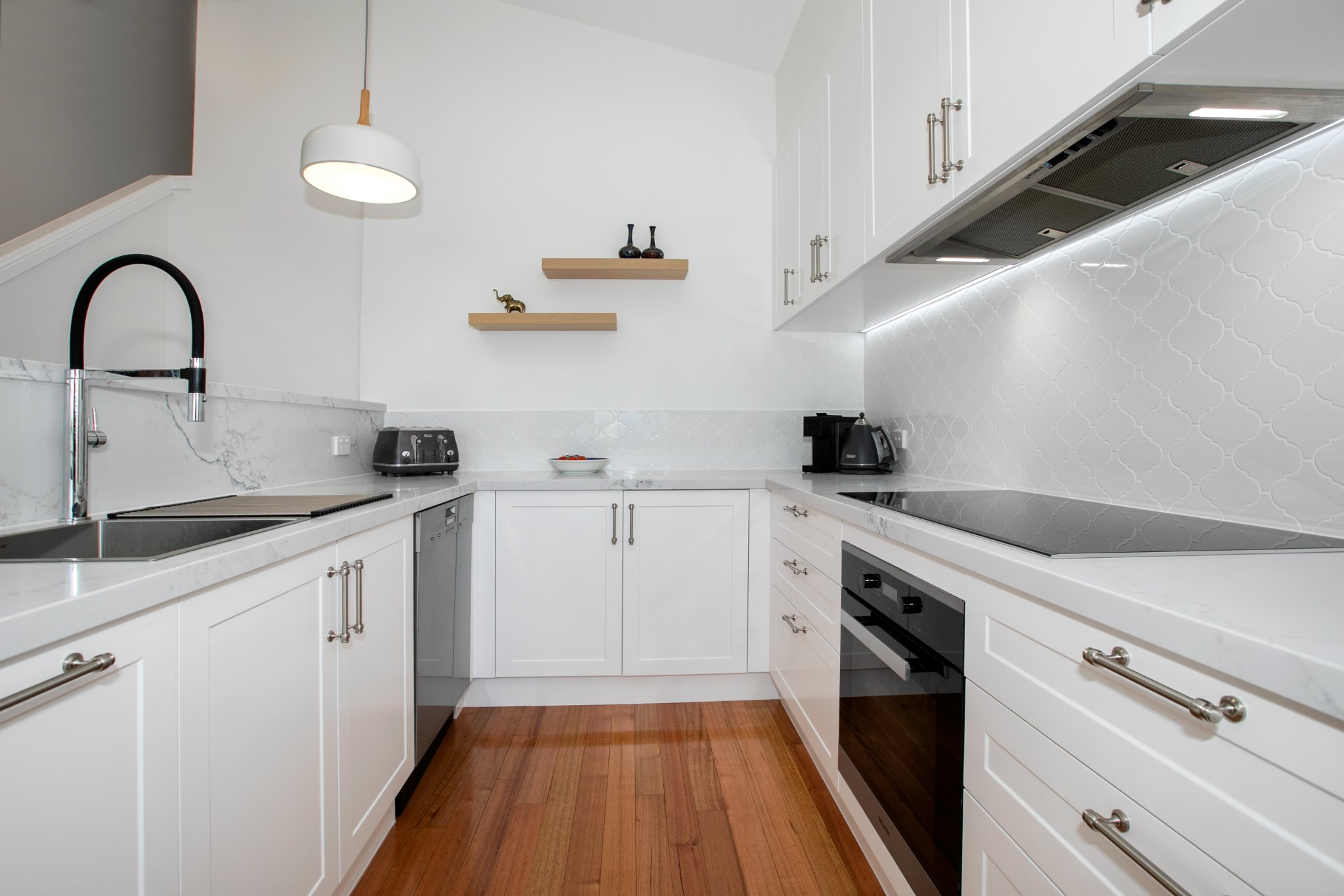 Routed Kitchen Cabinet Doors in kitchen renovation by Modern Kitchens Northside Brisbane