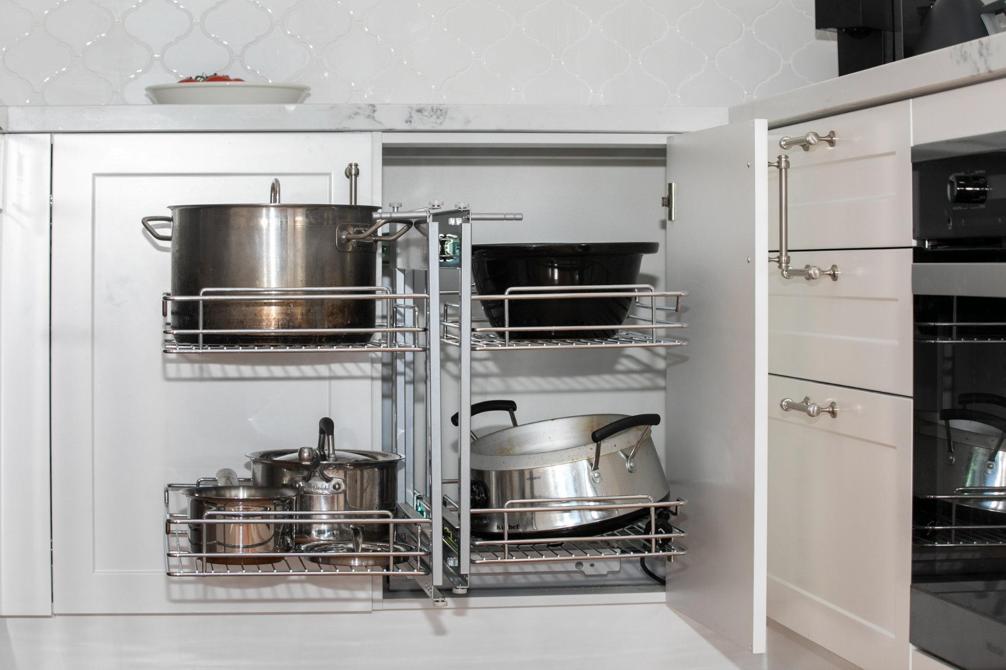 Space saving kitchen cabinetry in renovation by Modern Kitchens Northside Brisbane