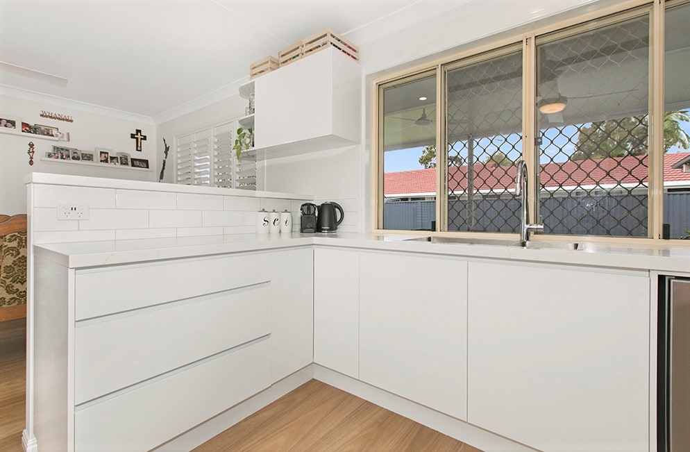 long kitchen drawers in new kitchen renovation at Modern Kitchens Northside Brisbane