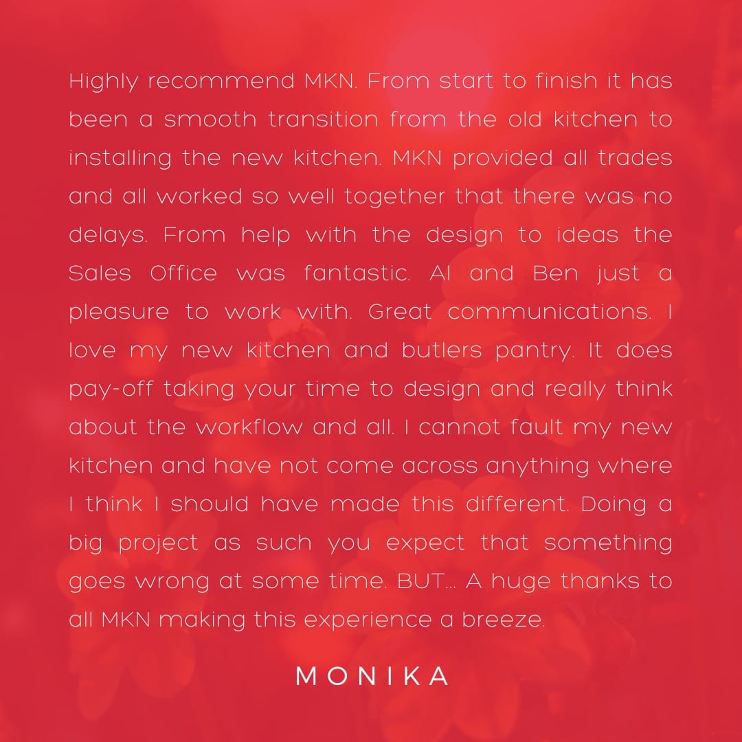 Happy Customers Review by Monika at Modern Kitchens Northside Brisbane