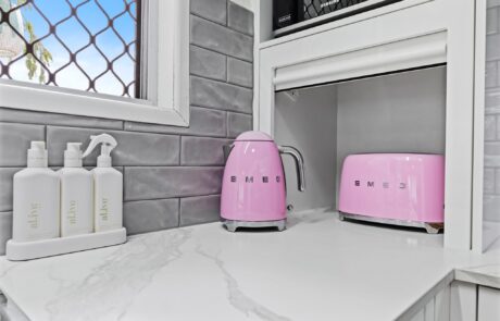 Small Appliance roller door open in kitchen renovation brisbane