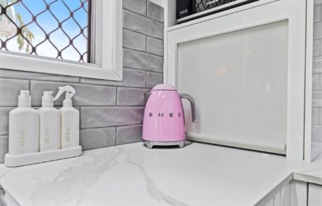Small Appliance roller door closed in kitchen renovation brisbane