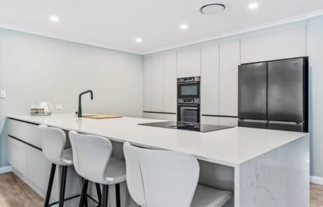 Galley kitchen renovation with breakfast bar modern style