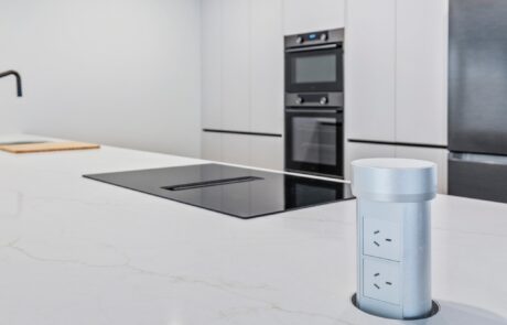 Popup Power point in stone benchtop kitchen renovation Brisbane